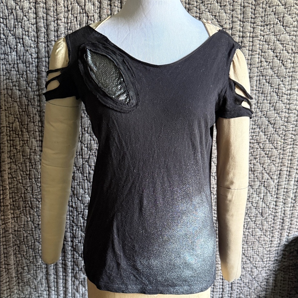 Elegant Black Cold Shoulder Tee